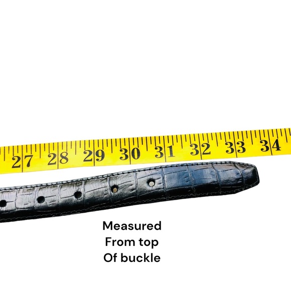 Brighton black textured leather golf belt with 3 charms and reptile skin Sz S/28 - Picture 10 of 16